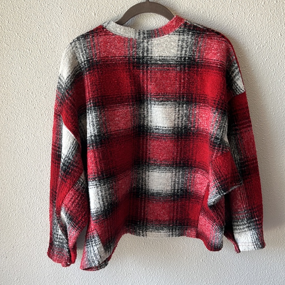 Zara Top Red Plaid Sweater Size Small - Picture 4 of 10
